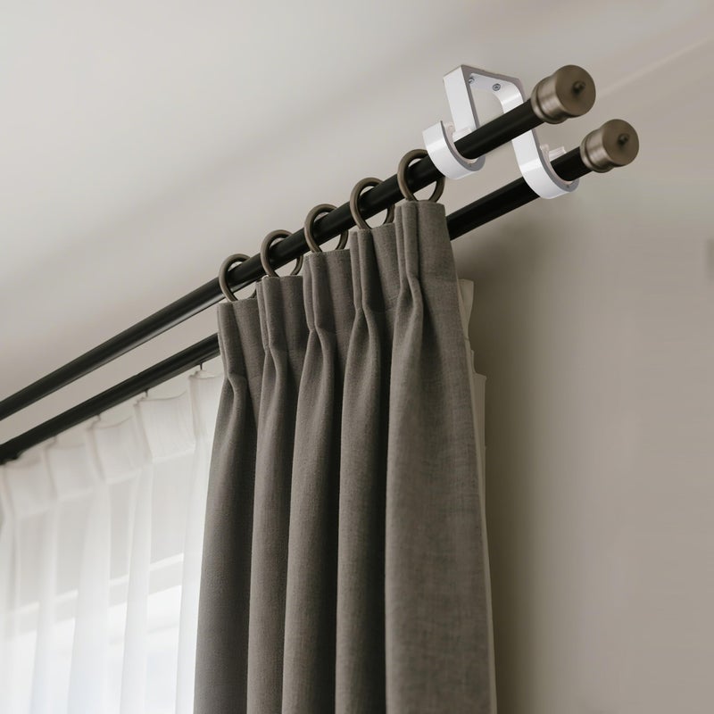 AddGrace Heavy Duty Double Curtain Rod Holders 2 Pack-Ceiling Curtain Rod Brackets Drilled Aluminum Alloy for Bedroom Living Roomï¼ˆWhiteï¼‰ - Image 4